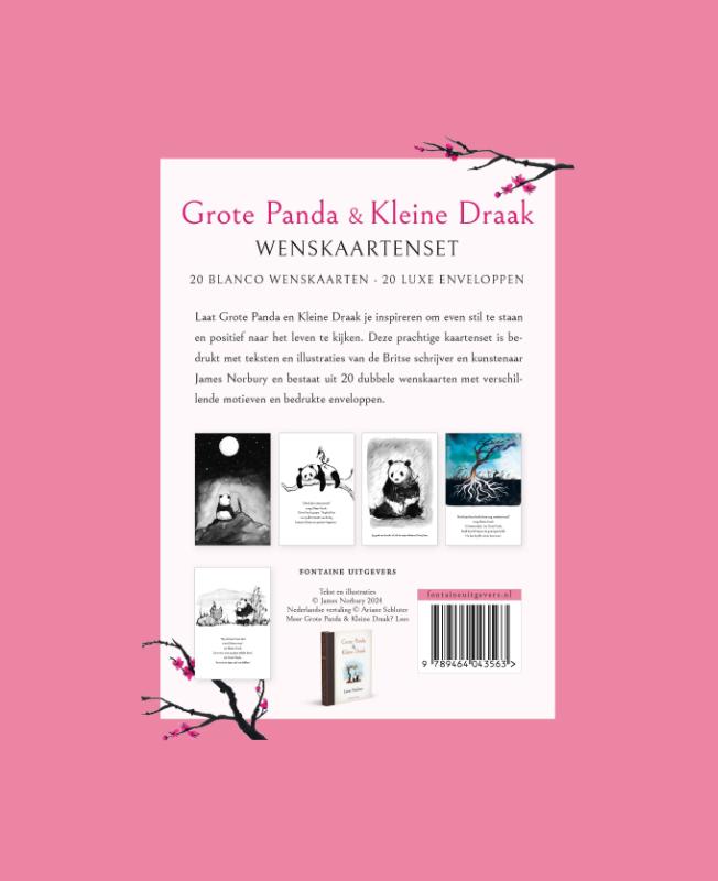 Achterkant van Grote Panda & Kleine Draak - Wenskaartenset
