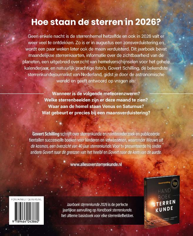 Achterkant van Jaarboek Sterrenkunde 2026