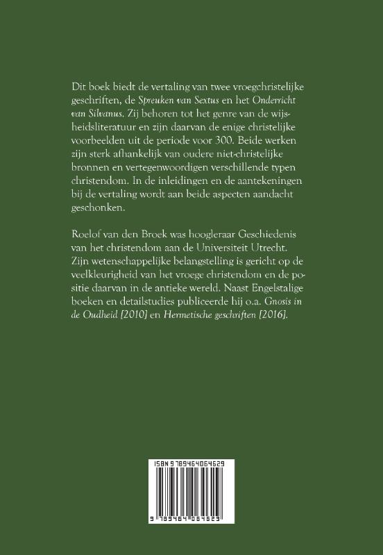 Achterkant van Vroegchristelijke wijsheid