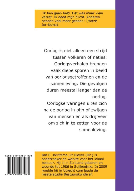 Achterkant van Onder de pet van Hotze Jorritsma