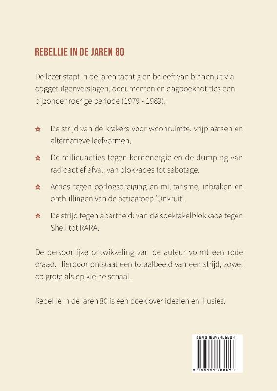 Achterkant van Rebellie in de jaren 80