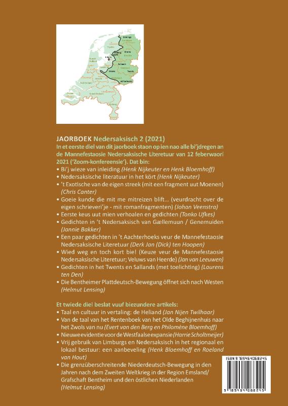 Achterkant van Jaorboek Nedersaksisch 2 (2021)