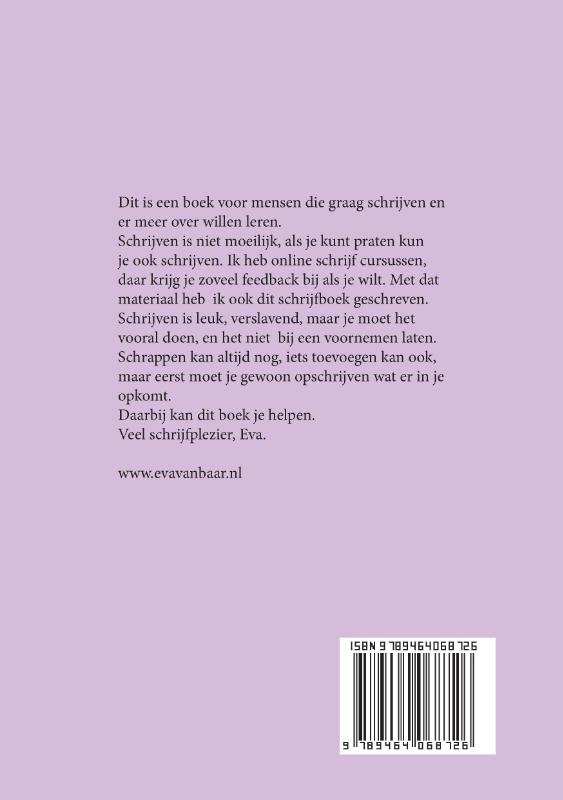 Achterkant van Schrijfboek Schrijven is doen