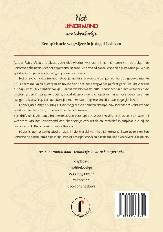Achterkant van Het Lenormand aantekenboekje WB