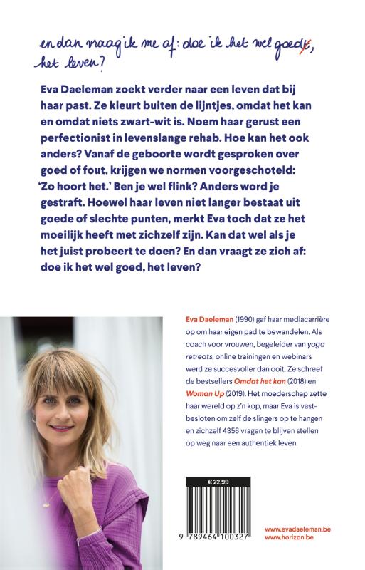 Achterkant van En dan vraag ik me af: doe ik het wel goed, het leven?