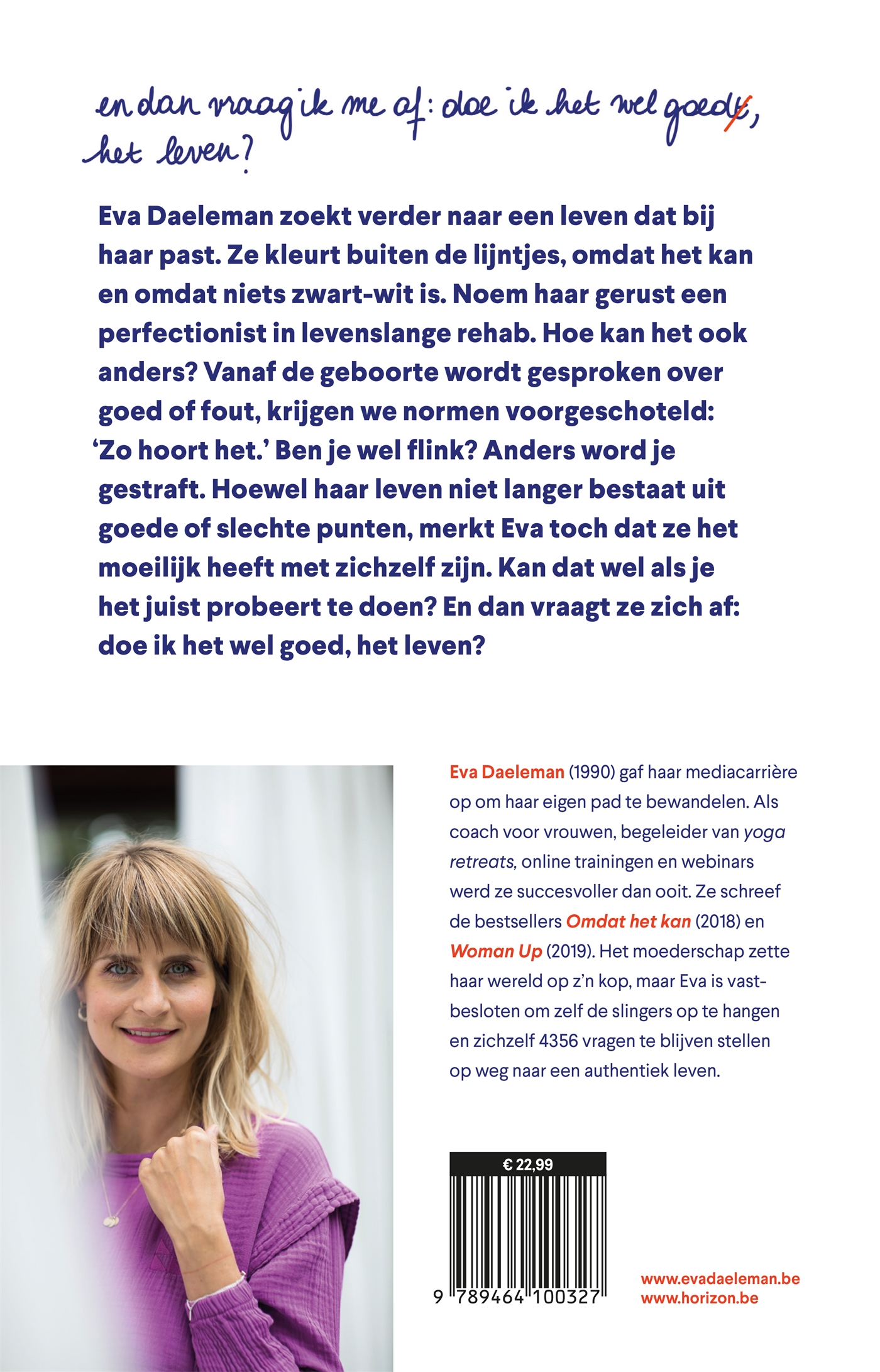 Achterkant van En dan vraag ik me af: doe ik het wel goed, het leven?