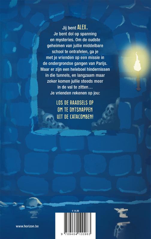 Achterkant van Ontsnap uit de catacomben