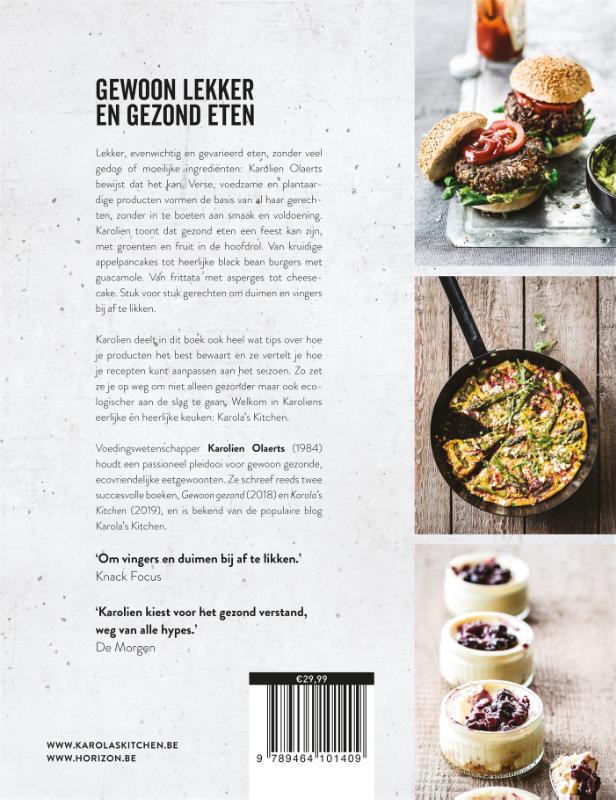 Achterkant van Karola's Kitchen: het kookboek