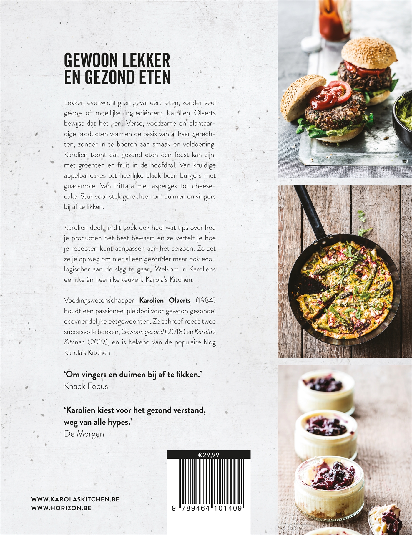Achterkant van Karola's Kitchen: het kookboek