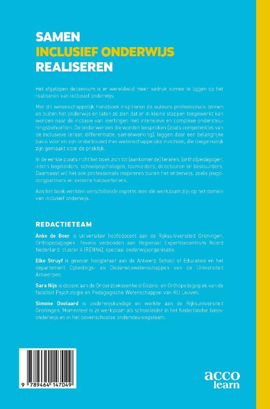 Achterkant van Samen inclusief onderwijs realiseren