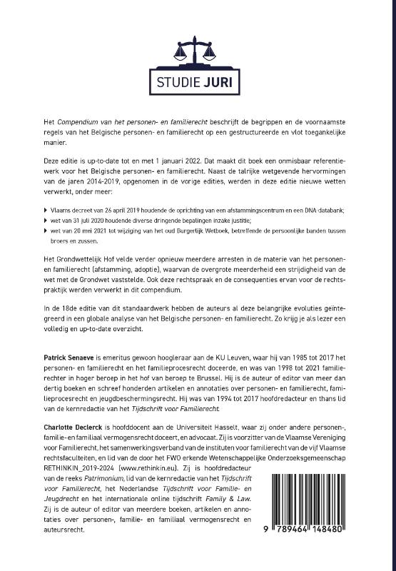 Achterkant van Compendium personen- en familierecht