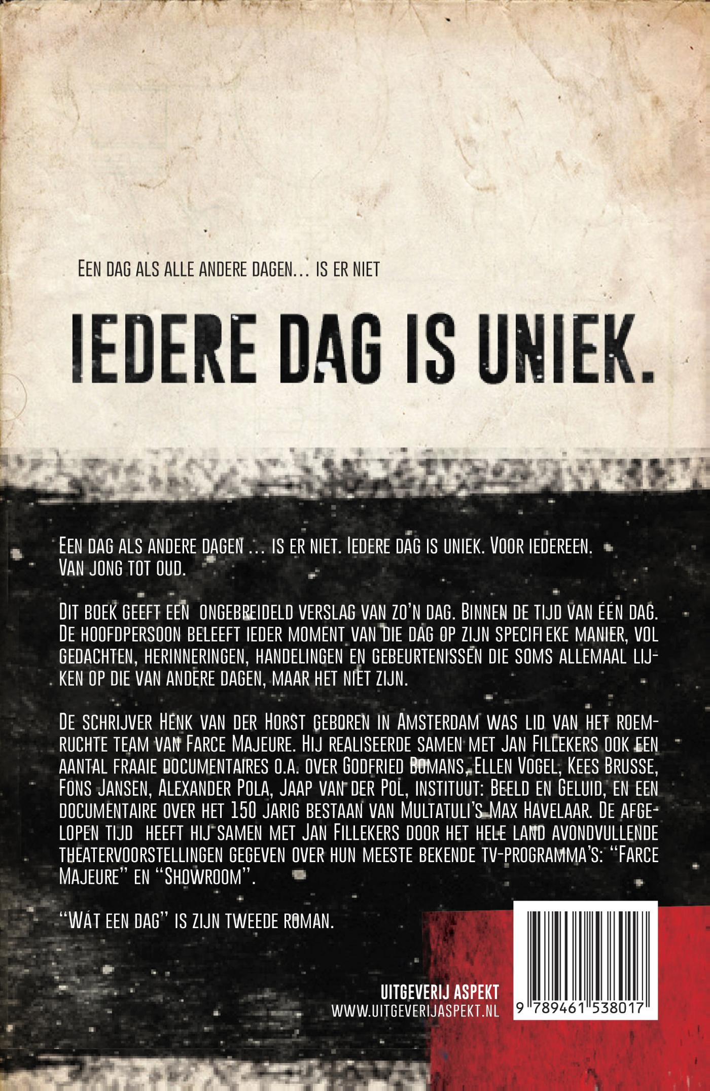 Achterkant van Wat een dag