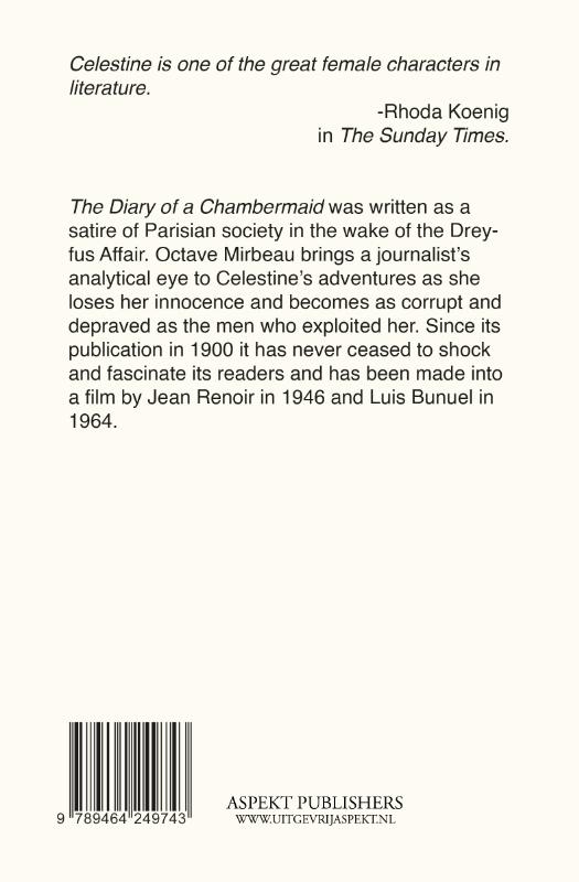 Achterkant van The Diary of a Chambermaid