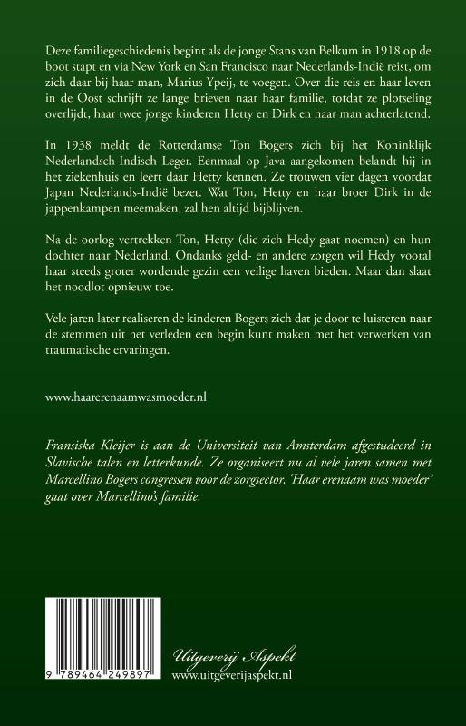 Achterkant van Haar erenaam was moeder