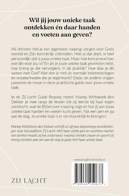 Achterkant van Zij lacht guide Roeping