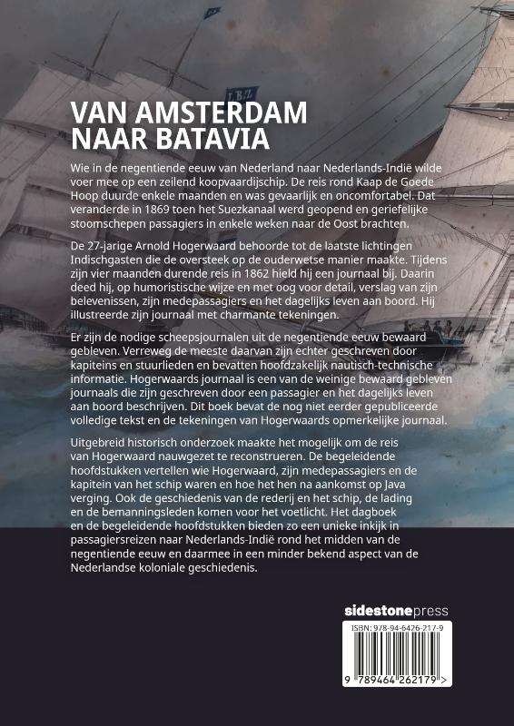 Achterkant van Van Amsterdam naar Batavia