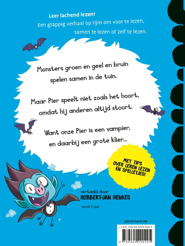 Achterkant van Pier de klier zegt boe!