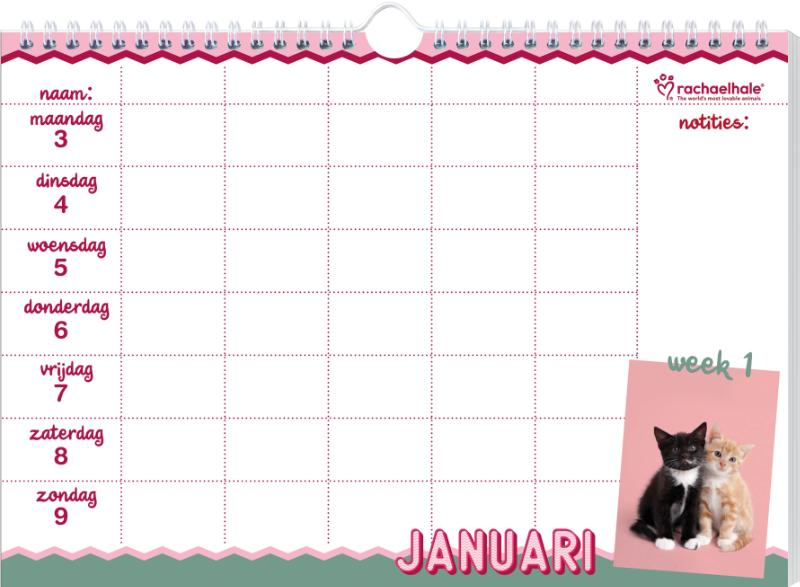 Achterkant van Rachael Hale Katten - Familieplanner 2022
