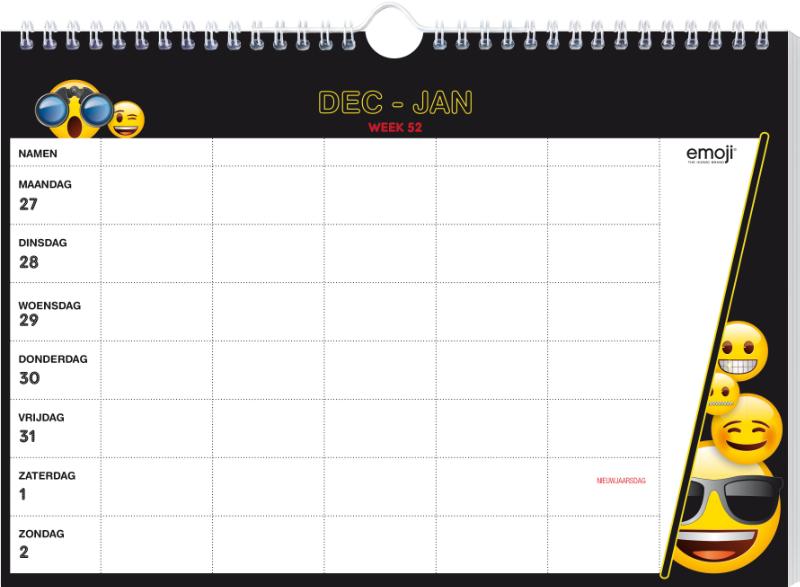 Achterkant van Emoji familieplanner - 2022