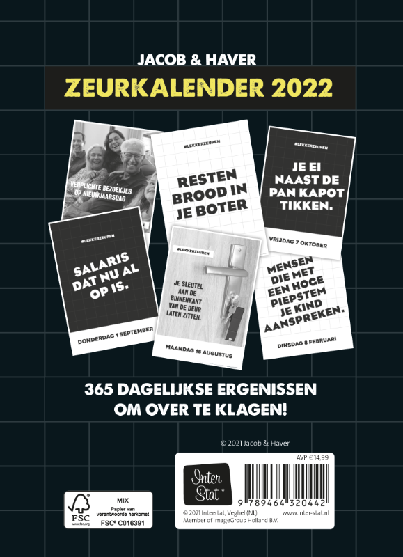 Achterkant van Zeurkalender - 2022