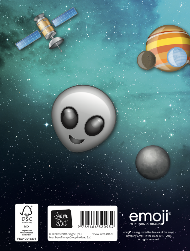 Achterkant van Vriendenboek - Emoji Space Monkey