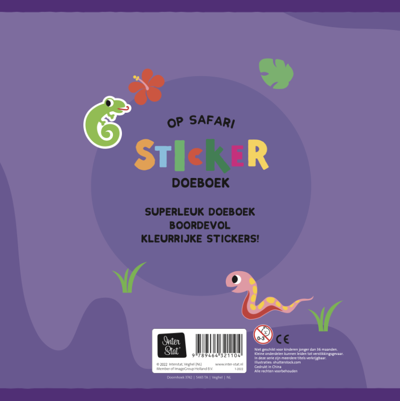 Achterkant van Op Safari Sticker Doeboek - (set van 4)
