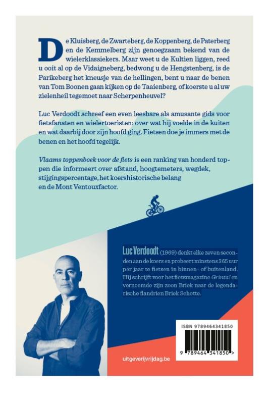 Achterkant van Vlaams toppenboek voor de fiets