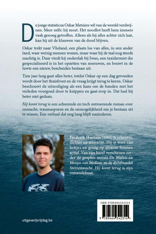 Achterkant van Hij komt terug