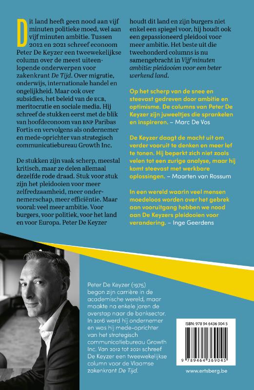 Achterkant van Vijf minuten ambitie