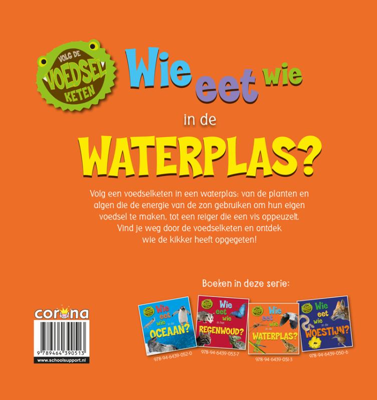Achterkant van Wie eet wie in de waterplas?