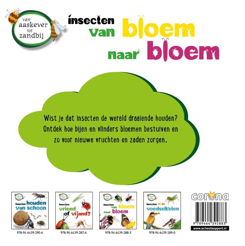 Achterkant van Insecten van bloem tot bloem