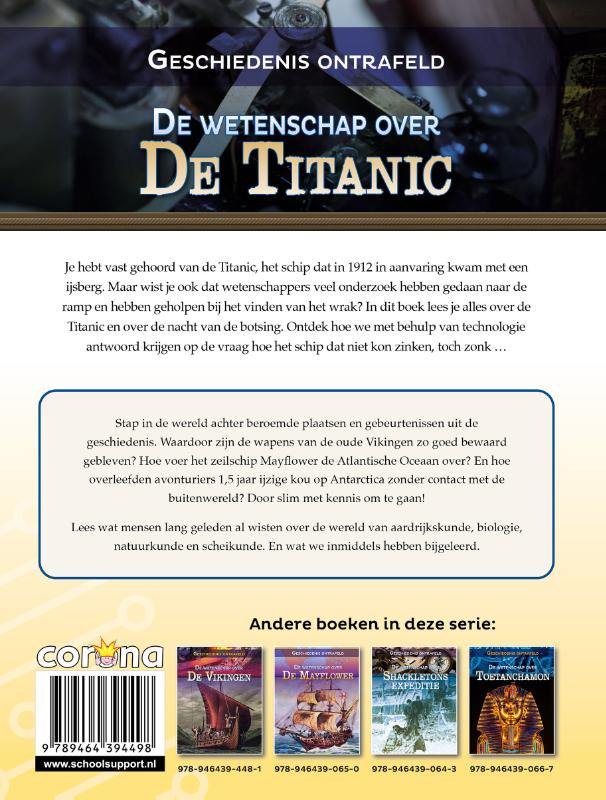 Achterkant van De wetenschap over de Titanic