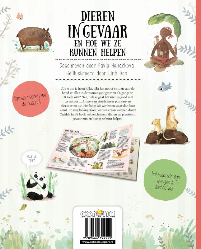 Achterkant van Dieren in gevaar en hoe we ze kunnen helpen