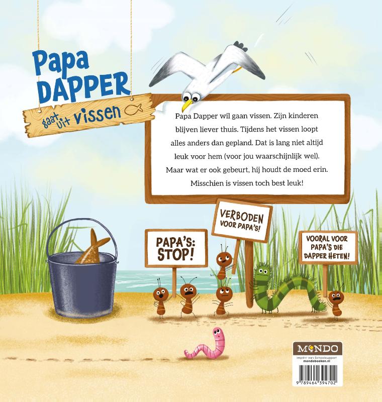 Achterkant van Papa Dapper gaat uit vissen