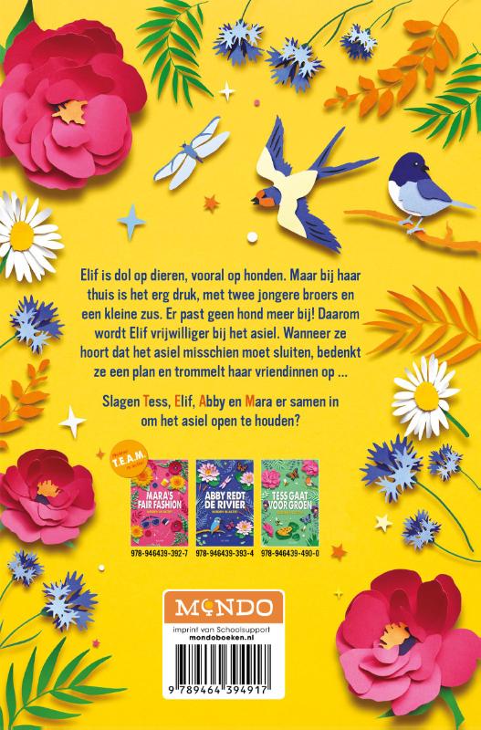 Achterkant van Elif helpt het asiel