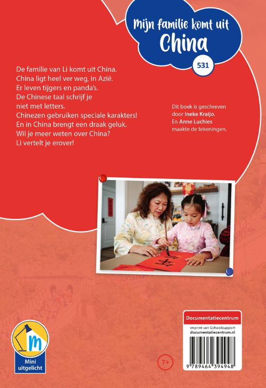 Achterkant van Mijn familie komt uit China