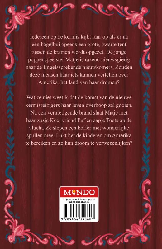Achterkant van Onze lange reis met een hoofd in de koffer