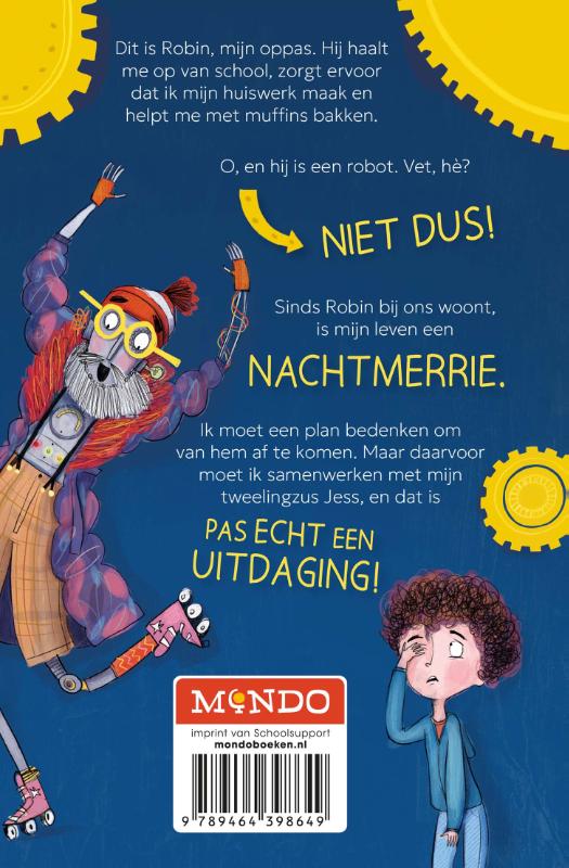 Achterkant van Sst! Mijn oppas is een robot
