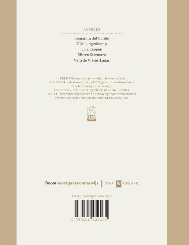 Achterkant van KERN Wiskunde uitwerkingenboek vwo 6 wiskunde B