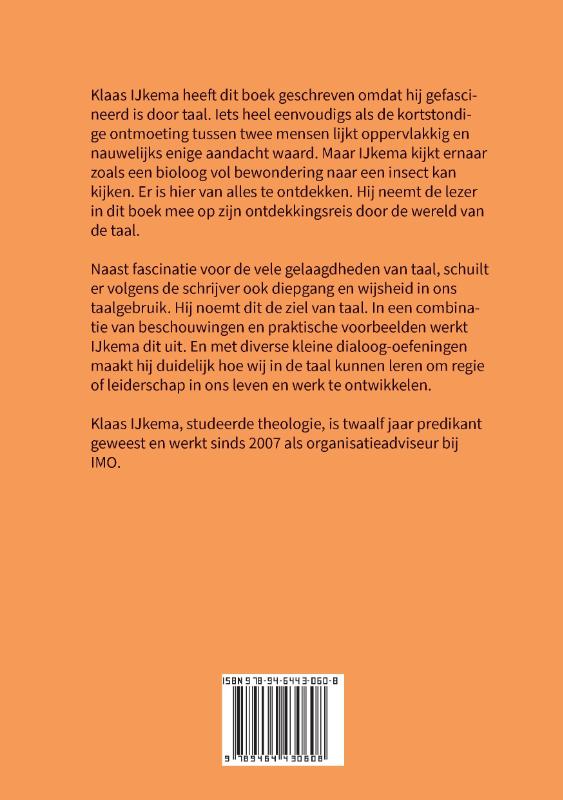 Achterkant van De ziel van taal