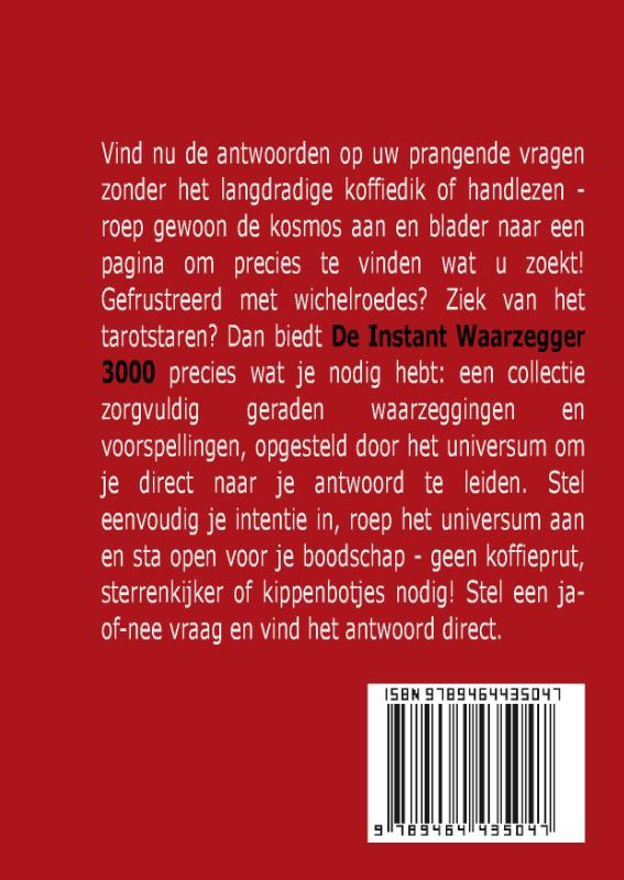 Achterkant van Instant Waarzegger