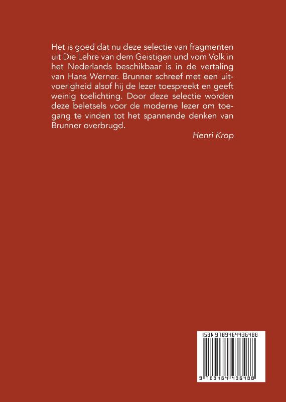 Achterkant van De leer van de geestelijke denkers en van het volk