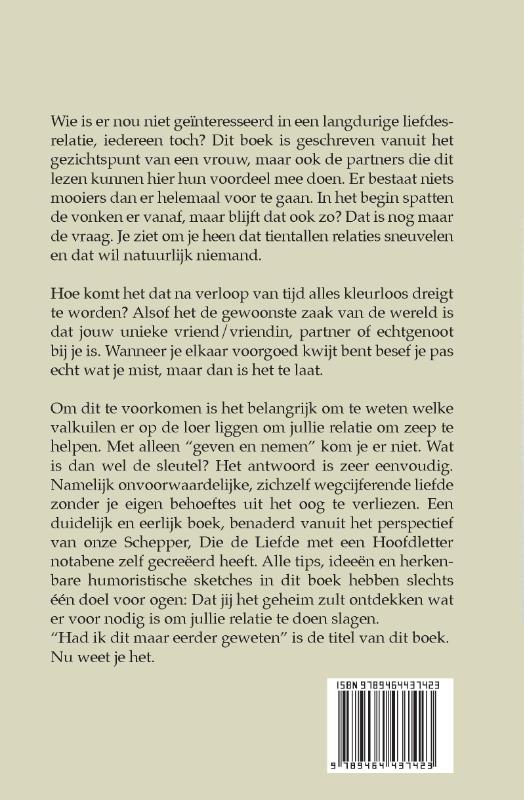 Achterkant van Had ik dit maar eerder geweten