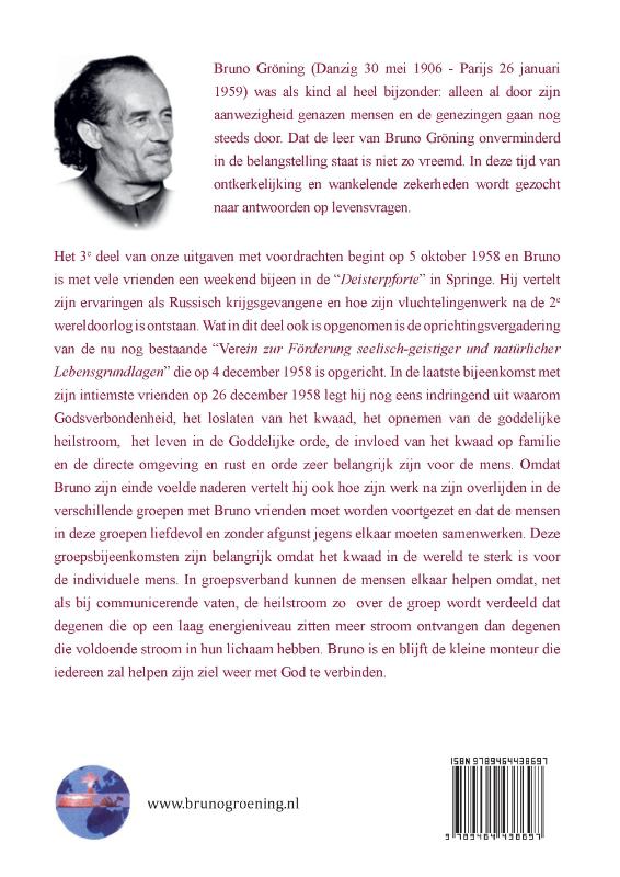 Achterkant van Bruno Gröning Laatste Toespraken 5 okt. 1958-1959