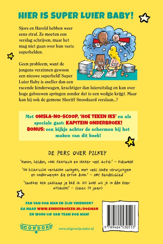 Achterkant van De avonturen van super luier baby