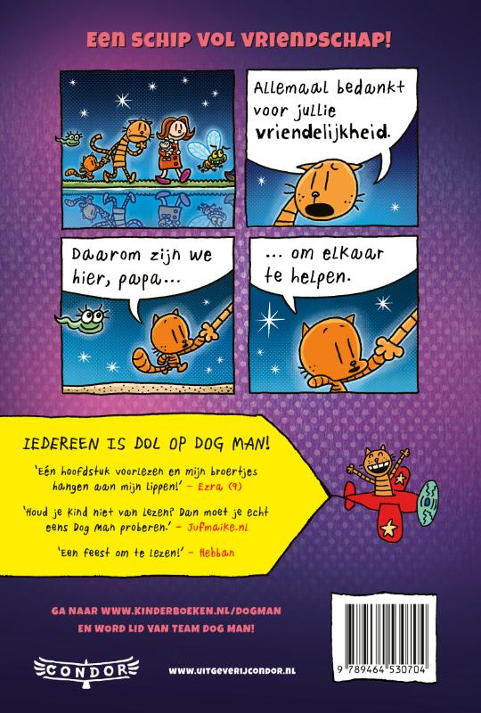 Achterkant van Alle honds aan dek