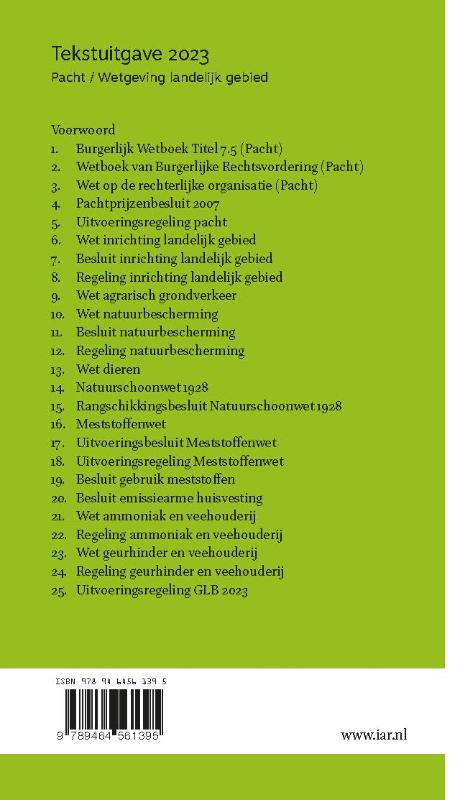 Achterkant van Pacht / Wetgeving landelijk gebied