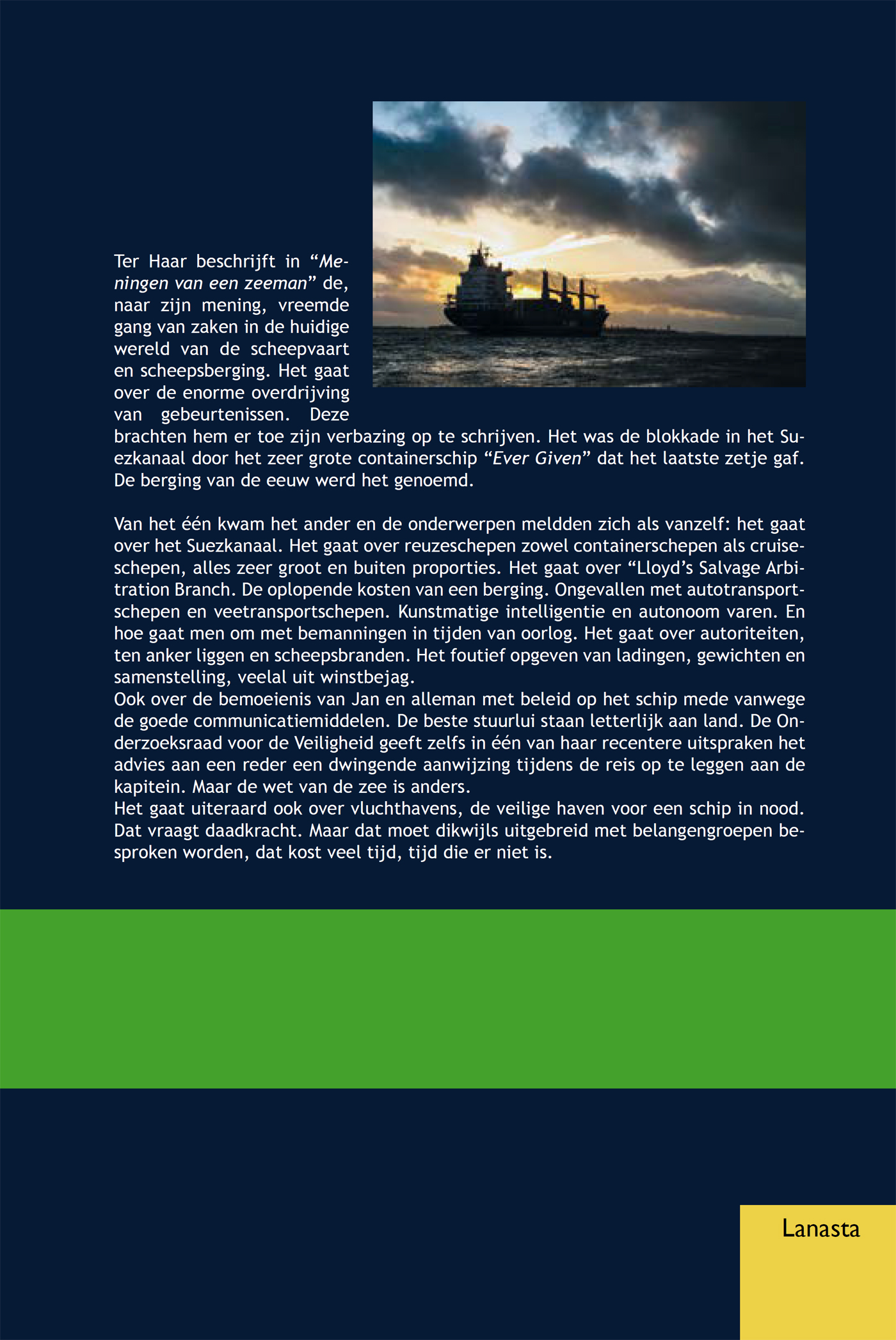 Achterkant van Zeevaart en scheepsberging in de 21e eeuw