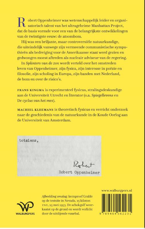 Achterkant van Splinters van de zon