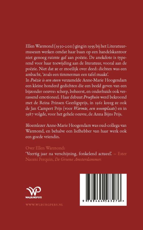 Achterkant van Poëzie is een steen